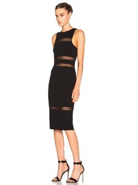 T by Alexander Wang mesh stripe midi dress
